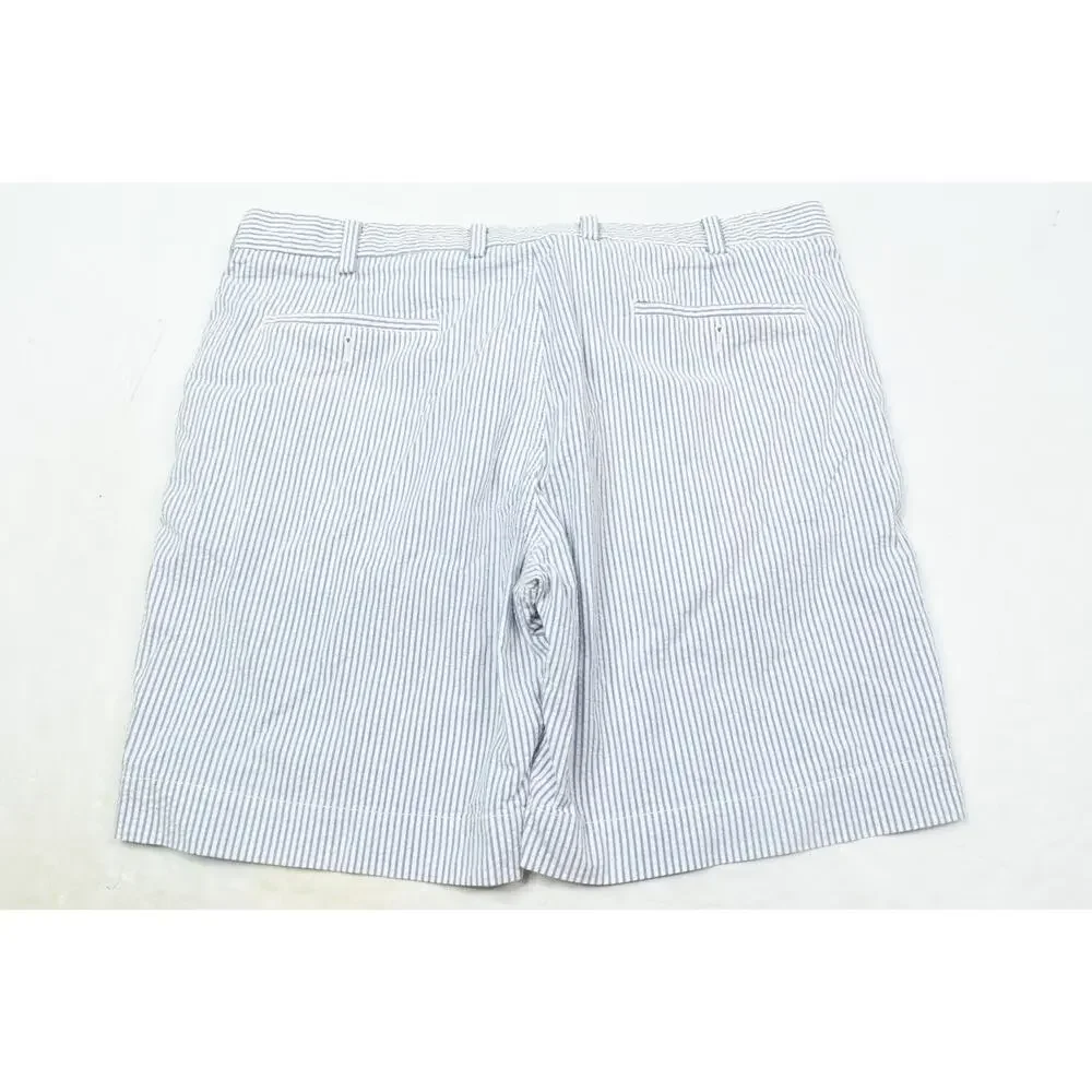 Brooks Brothers Seersucker Shorts Mens 40 White Blue Striped Cotton Classic Fit